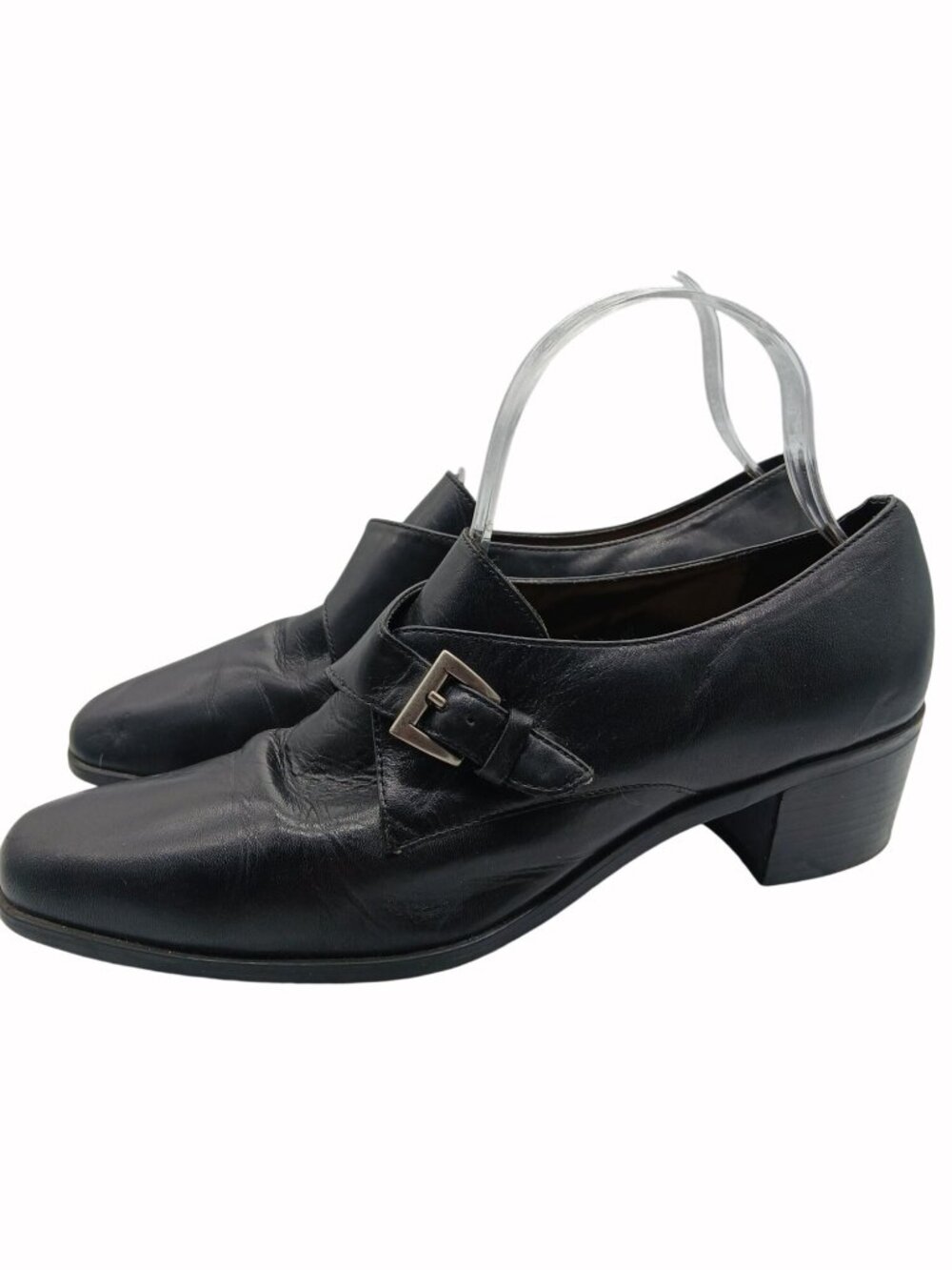 Vintage Hunt Club Womens Black Monk Strap Heels Shoes Size 10.5 Chunky JC Penney - Picture 9 of 16